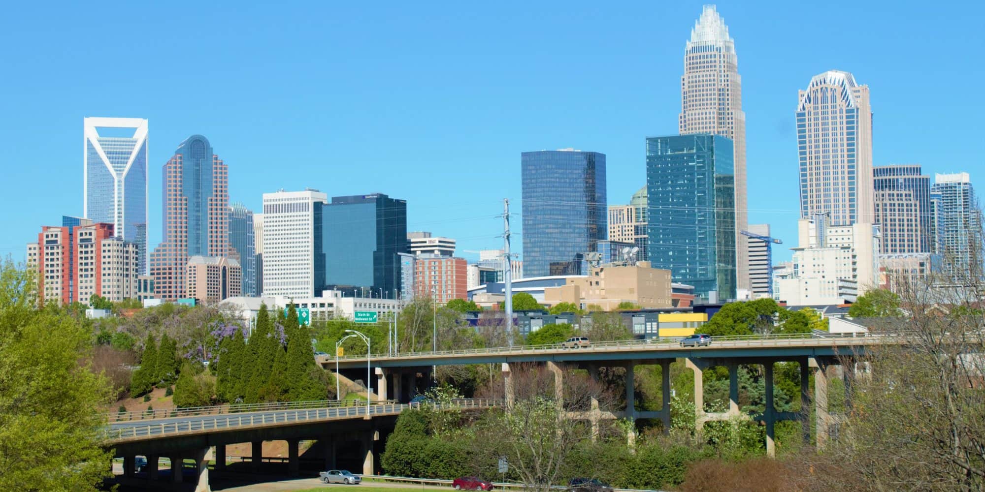 The uptown Charlotte skyline on a clear day