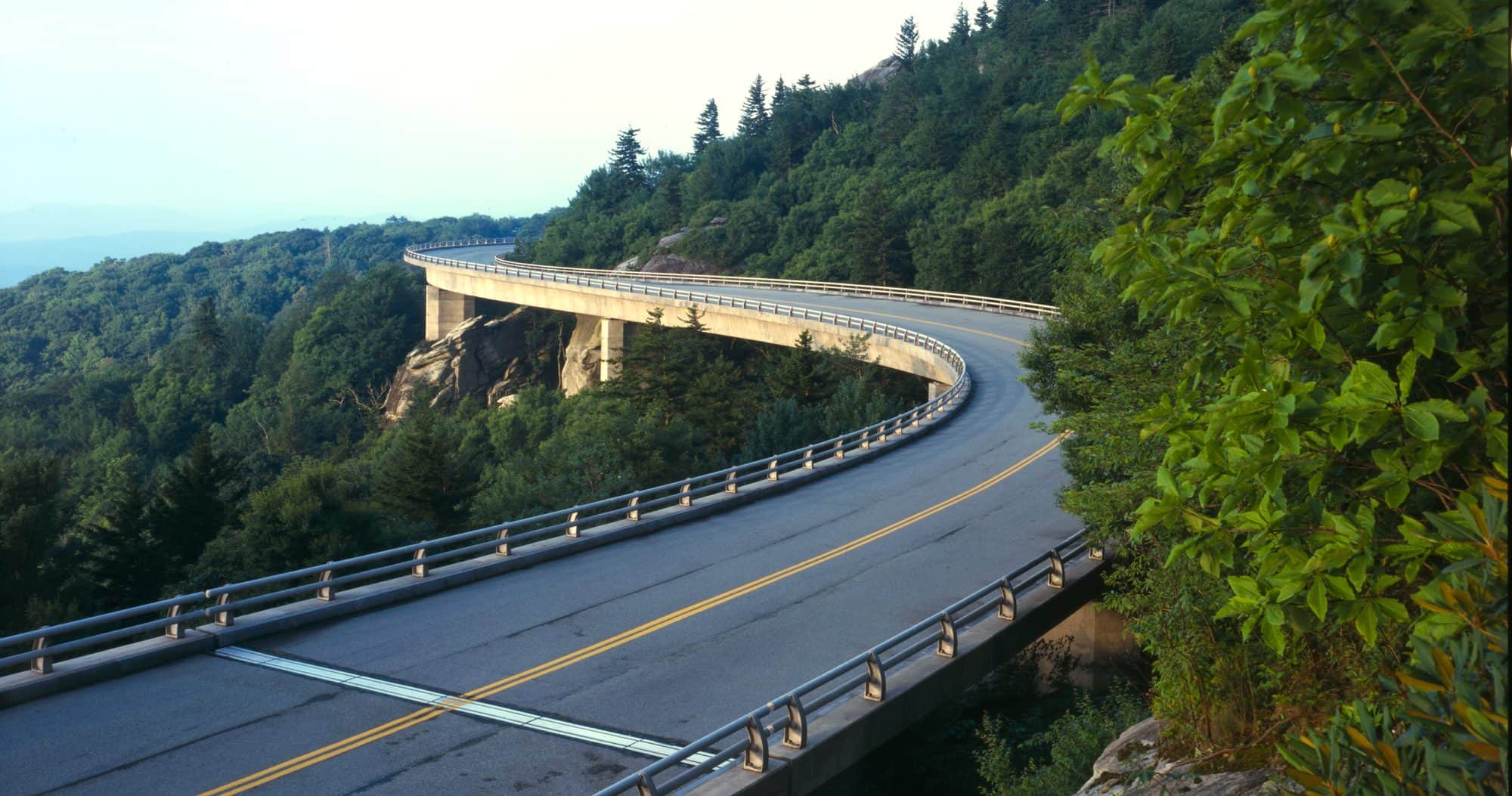 The Linn Cove Viaduct curving around Grandfather Mountain on the Blue Ridge Parkway