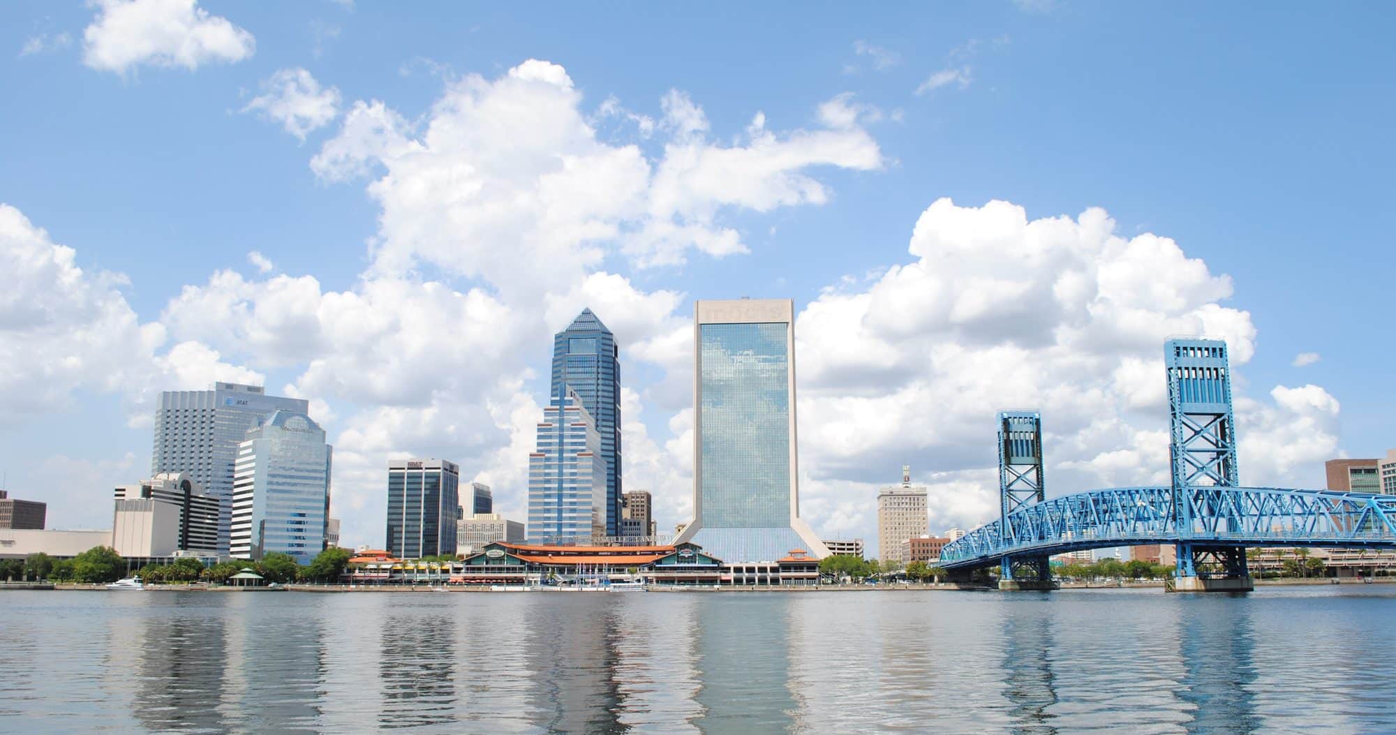 Downtown Jacksonville and the blue Main Street Bridge over the St. Johns River