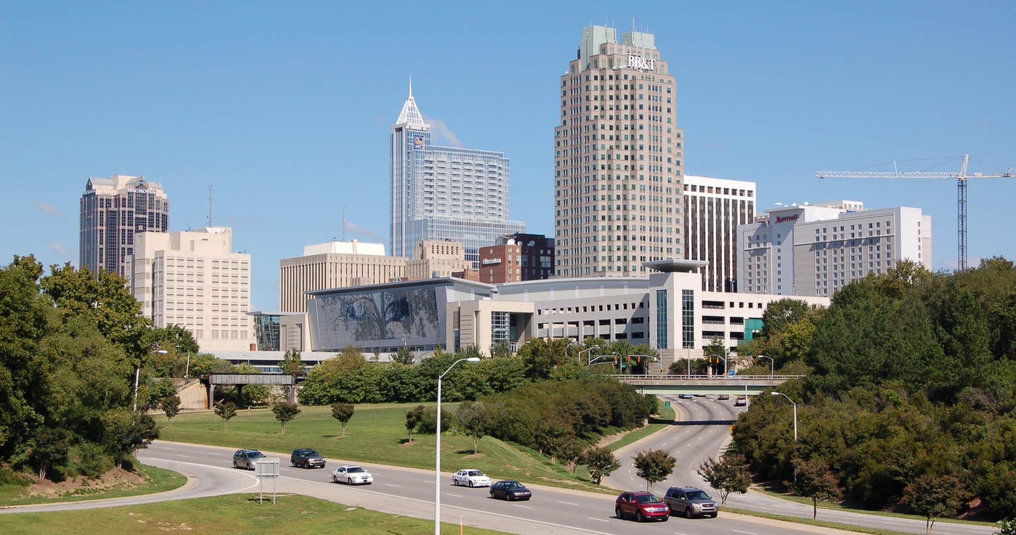 Downtown Raleigh seen from the Western Boulevard overpass