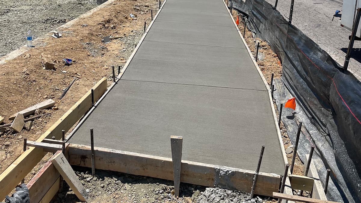Stamped concrete removed and replaced during the maintenance program