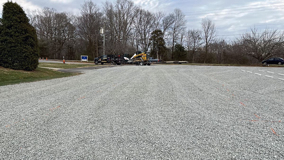 Gravel parking lot installation