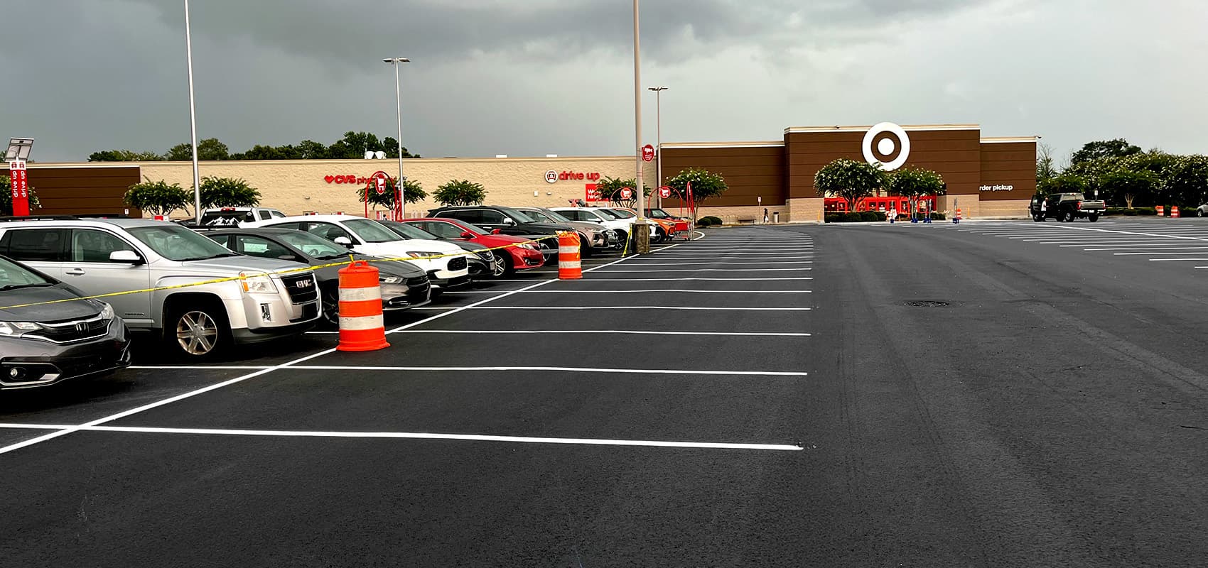 Newly paved and striped Target parking lot