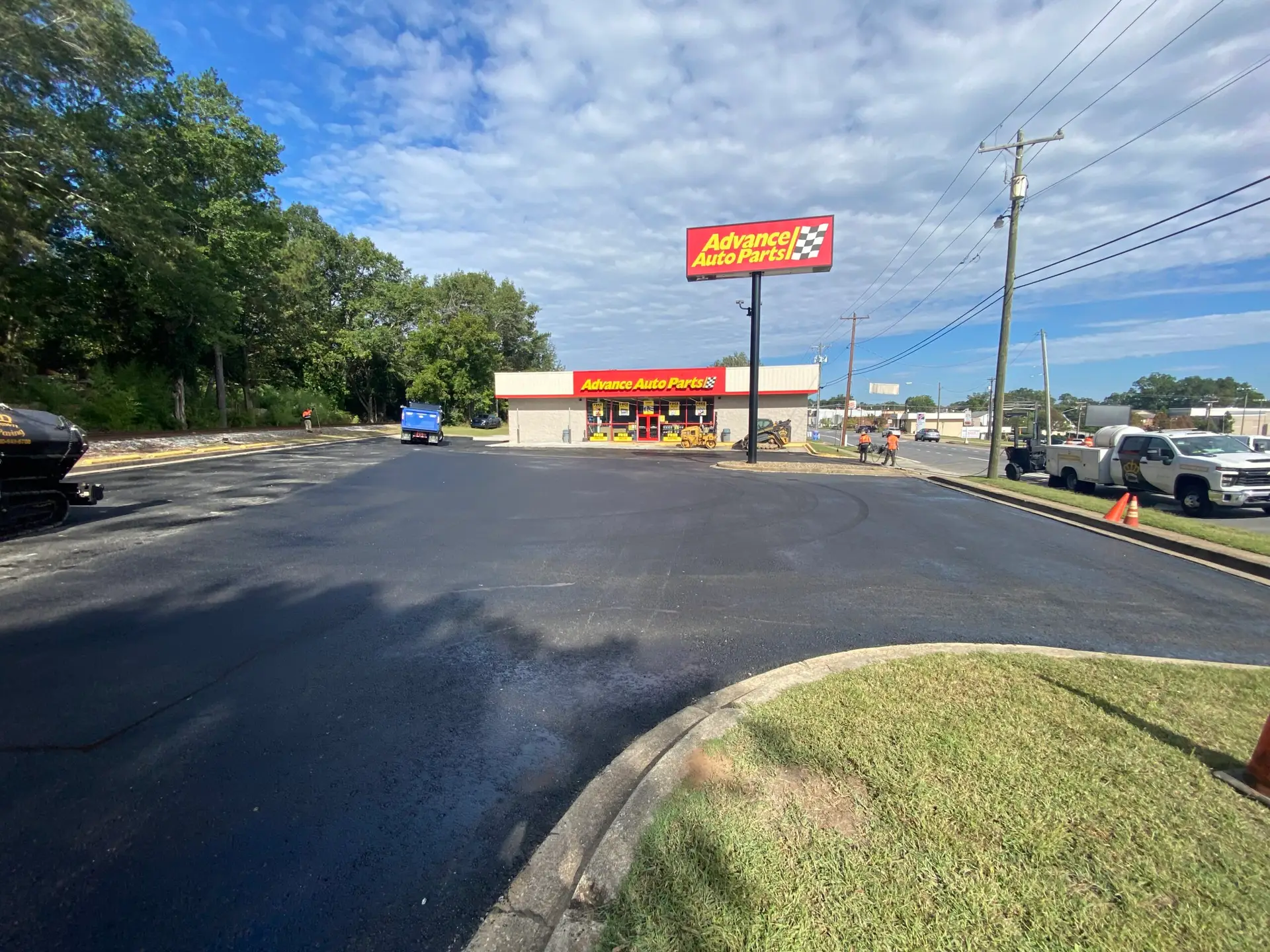 Completed parking lot at an Advance Auto Parts store
