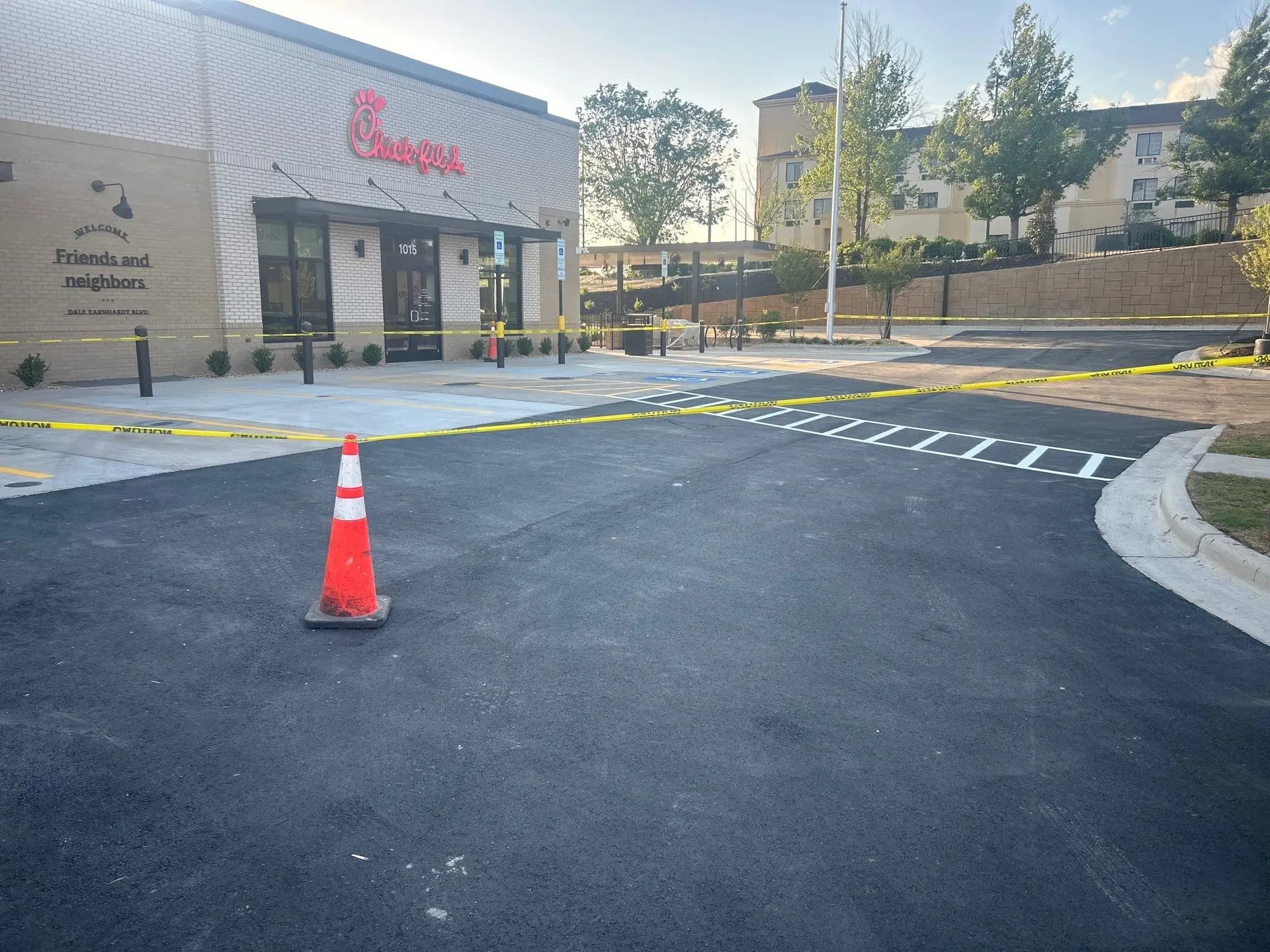 Completed paving at Chick-fil-A on Vinehaven Drive, Concord NC