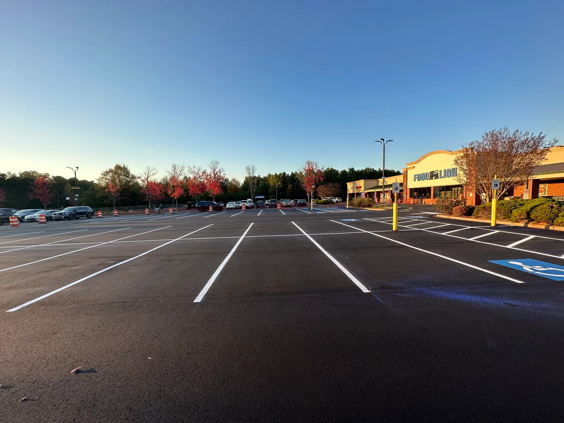 Completed asphalt at a Food Lion parking lot
