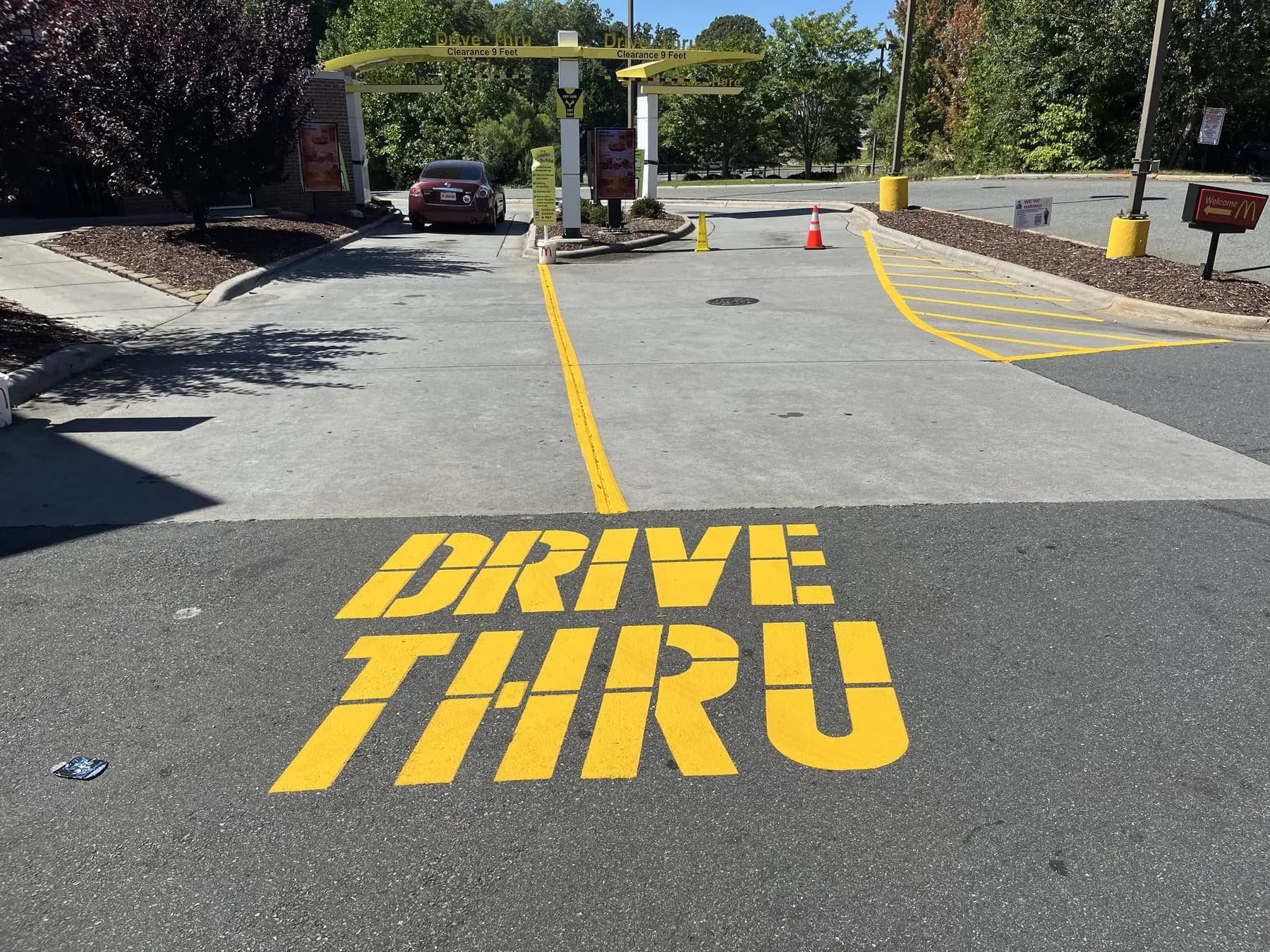 Custom stencil applied at a McDonald's drive-through