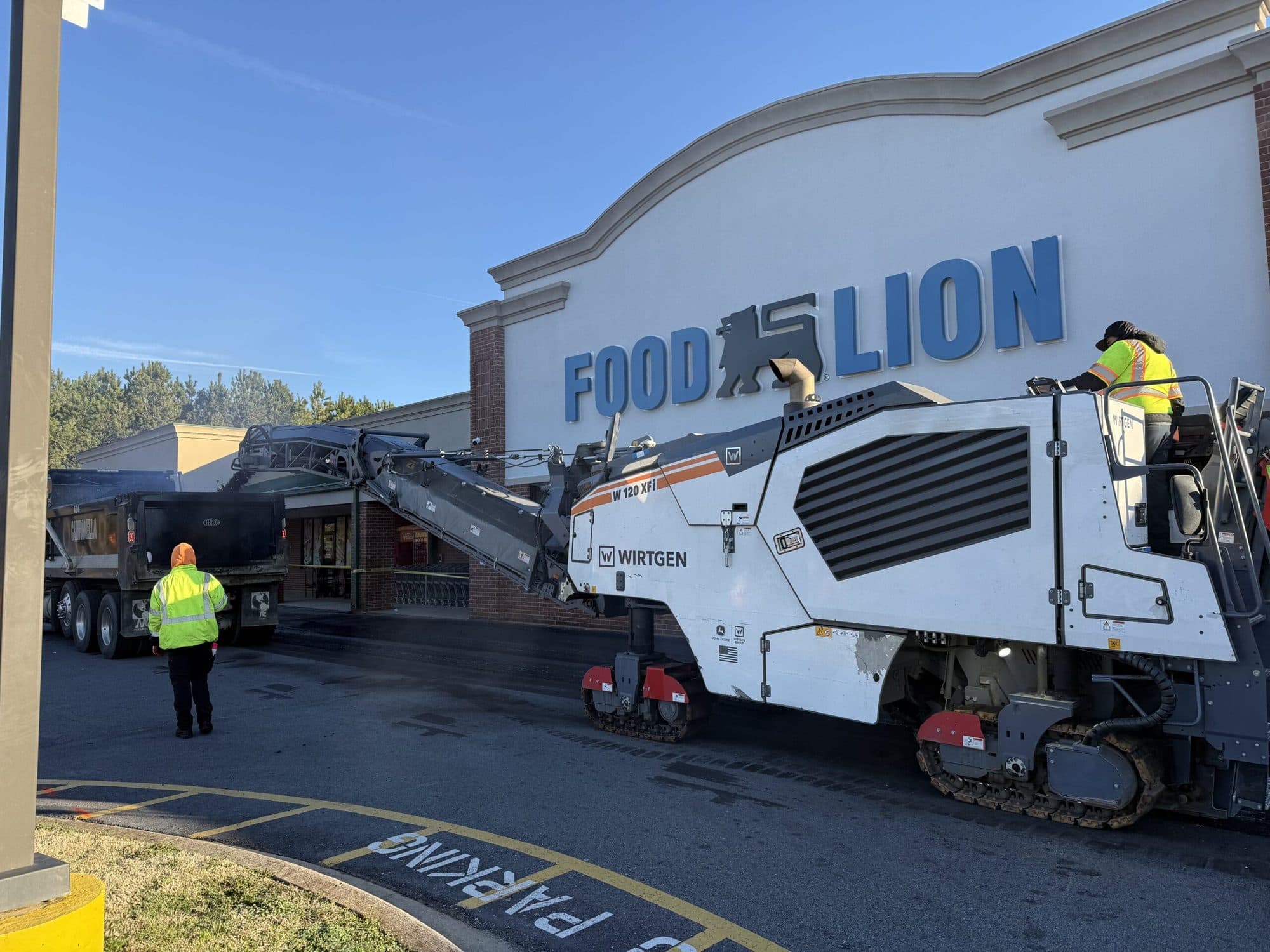 Milling the existing surface at the Food Lion site