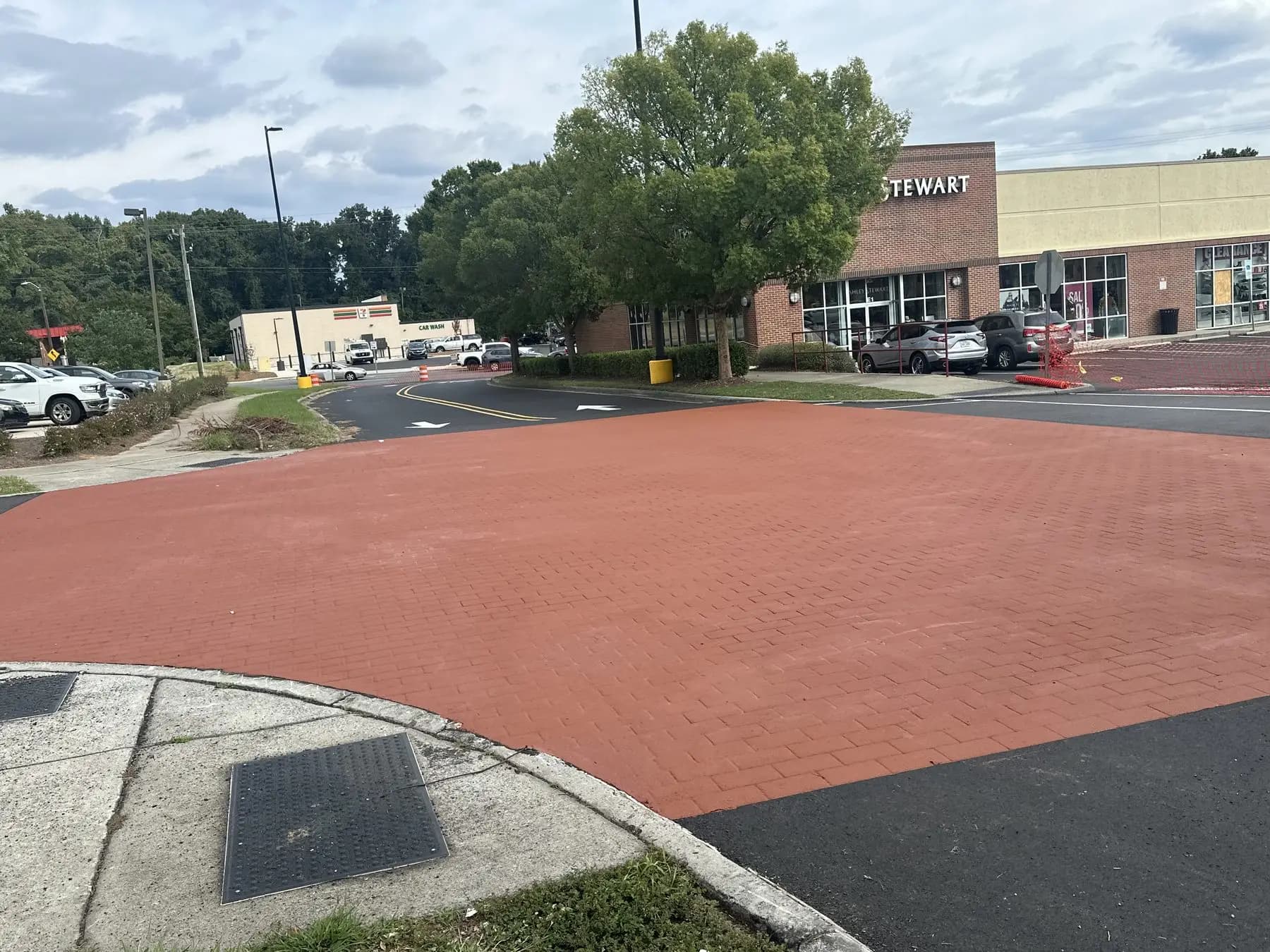 Stamped asphalt crosswalk at Walmart on Wilkinson Blvd