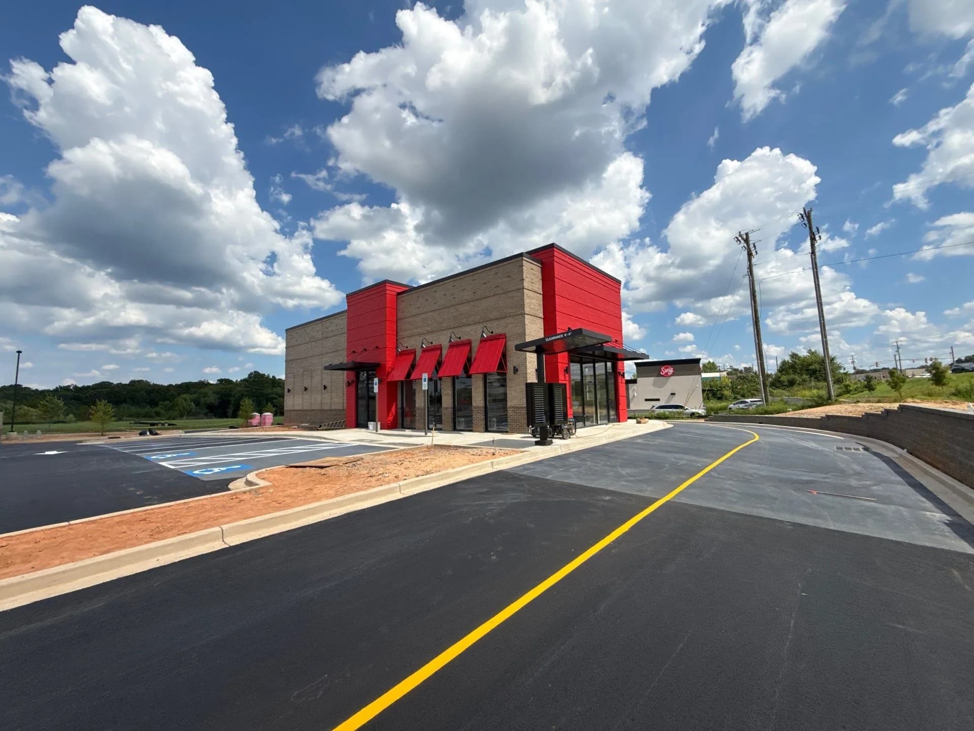 Parking island and accessible stall at a restaurant in Indian Land, SC