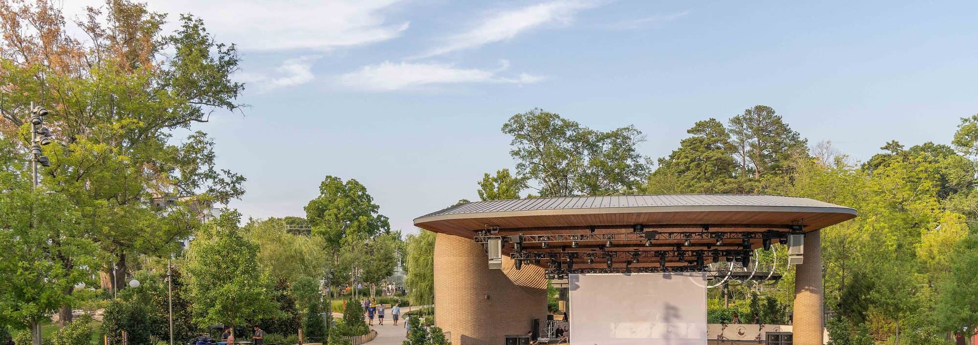 The amphitheater at Downtown Cary Park on a clear afternoon
